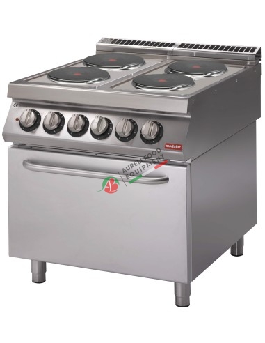 Electric range on electric oven, 4 round plates dim. 80Wx70Dx87H cm 16,4 Kw