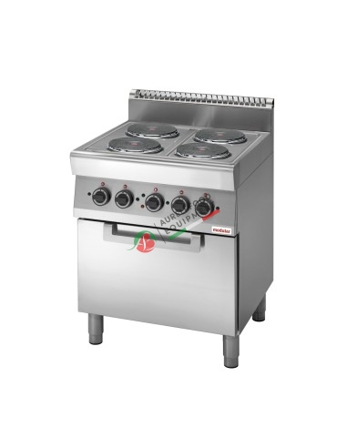 Electric range on electric oven, 4 round plates dim. 70Wx70Dx85H cm 14,36 Kw