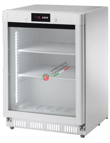 Armadio freezer -18°C statico BIANCO mod. digitale con porta a vetri dim. 60Lx60Px85,5H cm - capacità 140 L