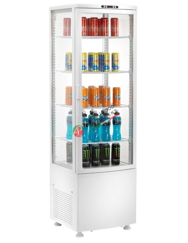 4 Side glass refrigerated cabinet White with Digital control - capacity 235 L - 4 LED stripes
