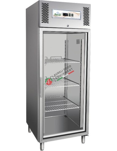 Stainless stell AISI 304 Ventilated refrigerated Cabinet 1 glass door GN 2/1 temp. -18/-22°C capacity 650 L