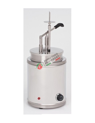 Stainless steel 18/8 hot-pot and lever-action dispenser suitable for chocolate spreads (Nutella) - lt 4 with clips
