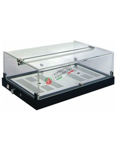 Heated glass show case with 1 shelf dim. 590Wx360Dx220H mm