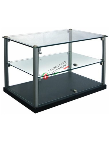 Neutral glass show case with 2 shelfs dim. 60Wx36Dx36,5H cm