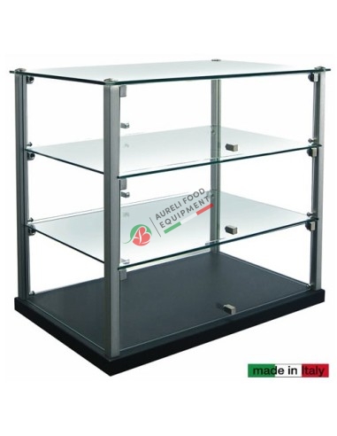 Neutral glass show case with 3 shelfs dim. 60Wx36Dx52,5H cm