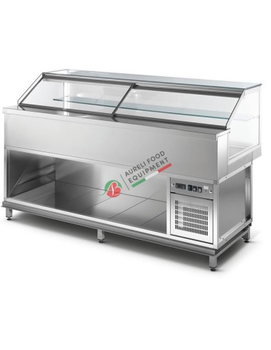 Snack display cabinet refrigerated with straight glass - LED lighting on uprights and top