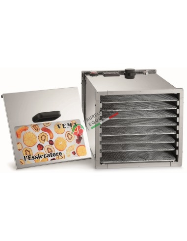 Food dehydrator equipped with eight trays, Temperature +20°C - 70°C