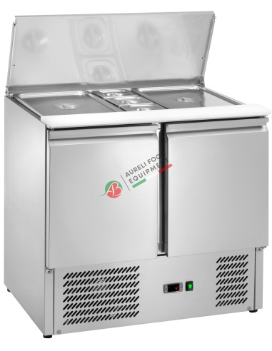 Static refrigerated saladette 2 doors temp. +2/+8°C dim. 90Wx70Dx87H cm suitable for 2xGN1/1 + 3xGN1/6 (pans not included)
