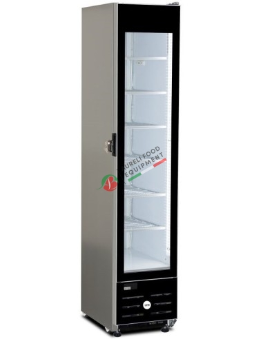 Extra slim static upright display freezer -18/-23°C dim. 400Wx574Dx1848H mm