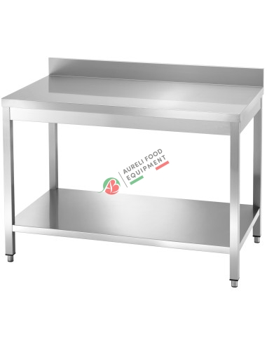 Table with bottom shelf with rear slapshback 150x60x95H cm