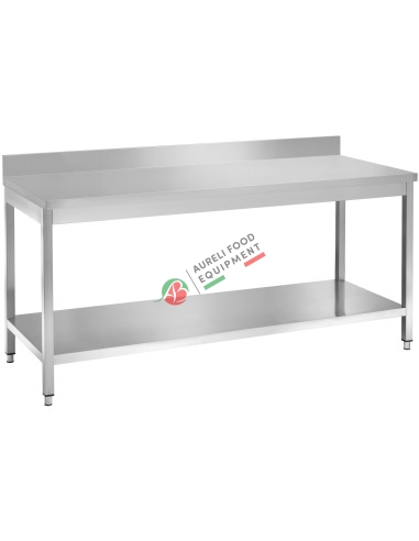 Table with bottom shelf with rear slapshback 180x70x95H cm