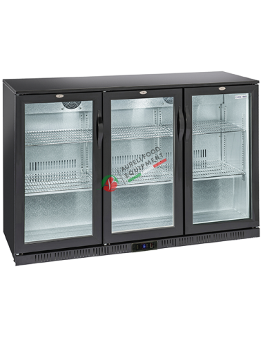Horizontal back bar display with three hinged doors with lock – LED light - dim. 1350Wx520Dx900H mm