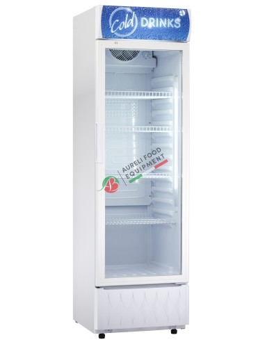 Static glass door cabinet - white color capacity 295 L dim. 535x601x1852H mm