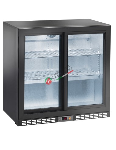 Banco frigorifero a vetri due porte per bibite porte scorrevoli - capacità 175 L dim. 900x510x840H mm