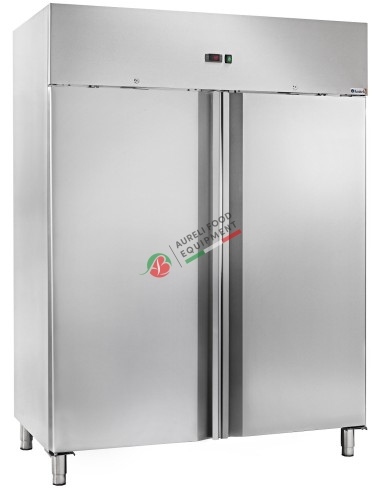 Stainless stell AISI 304 Ventilated refrigerated Cabinet 2 doors GN 2/1 dim. 148x83x201H cm temp. -18/-22°C capacity 1333 L