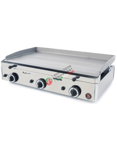 Sammic Gas fry top dim. 800x507x234H mm with smooth plate with steel surface dim. 783 x 395 mm - with 3 burners