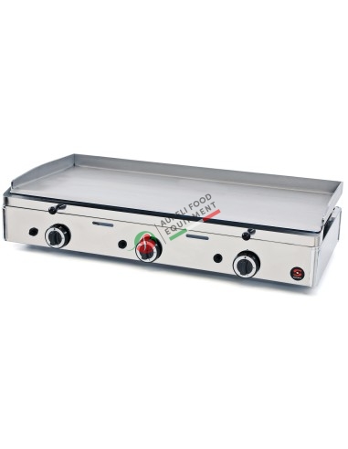 Sammic Gas fry top dim. 1020x507x234H mm with smooth plate with steel surface dim. 983 x 395 mm with 3 burners