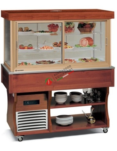 Ventilated refrigerated display cabinet ISOLA FLASH VFS - Dark walnut color -  dim. 1422x750x1650H mm