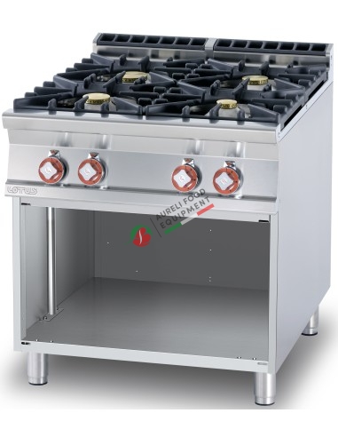 Lotus Gas range on open cabinet 4 burners dim. 80Wx90Dx90H cm 28 Kw