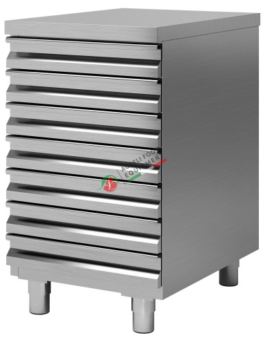 6 drawer unit without splashback for pizza dough balls containers (not included) dim. 500x700x850H mm