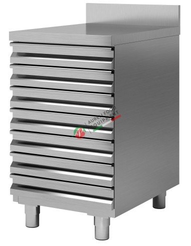 6 drawer unit with top and splashback for pizza dough balls containers (not included) dim. 500x700x850H mm